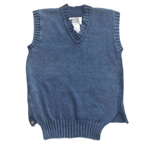 Maison Margiela Blue Distressed Cotton Knit Sweater Vest S